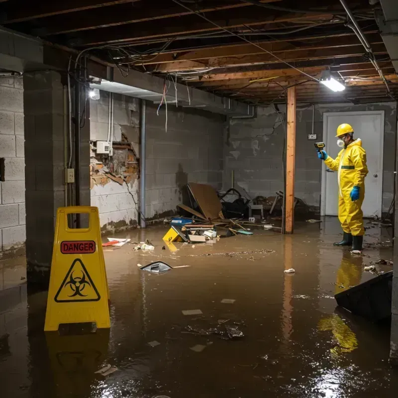 Flooded Basement Electrical Hazard in Oakbrook, KY Property